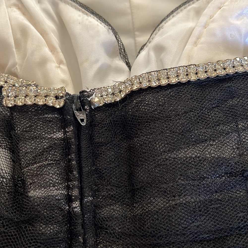 Vintage Custom Made Black Corset Sweetheart Ball gown Rhinestones Sequins Small - Picture 11 of 17